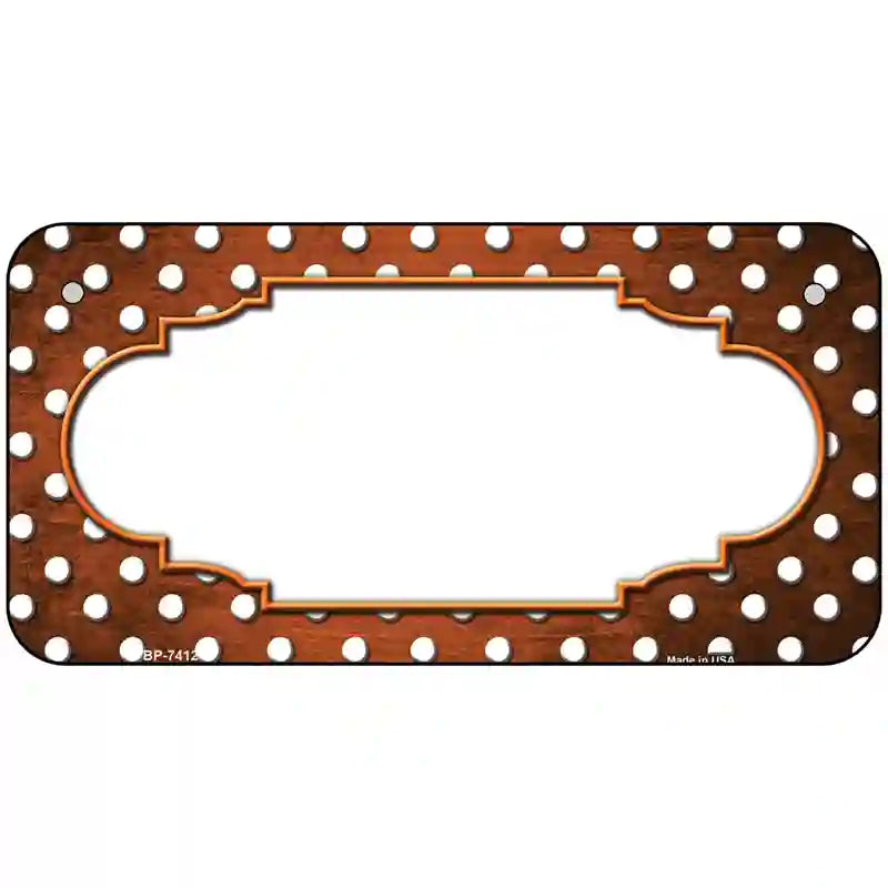 Orange White Small Dots Scallop Oil Rubbed Metal Novelty License Plate 6" x 3" (BP)