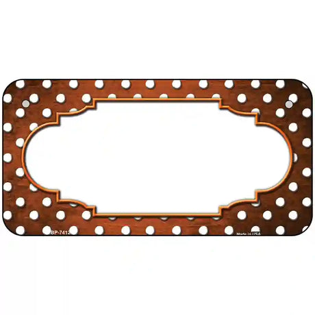 Orange White Small Dots Scallop Oil Rubbed Metal Novelty License Plate 6" x 3" (BP)