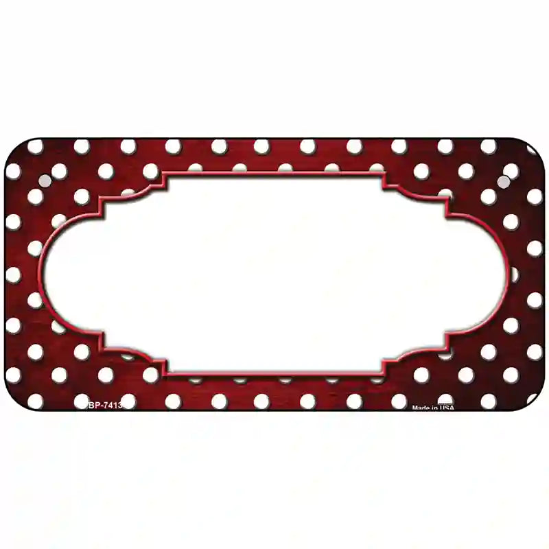 Red White Small Dots Scallop Oil Rubbed Metal Novelty License Plate 6" x 3" (BP)