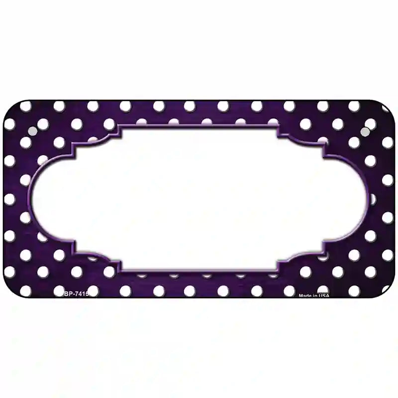 Purple White Small Dots Scallop Oil Rubbed Metal Novelty License Plate 6" x 3" (BP)