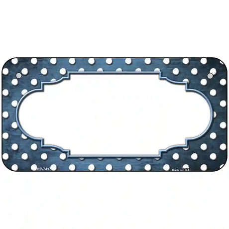 Light Blue White Small Dots Scallop Oil Rubbed Metal Novelty License Plate 6" x 3" (BP)