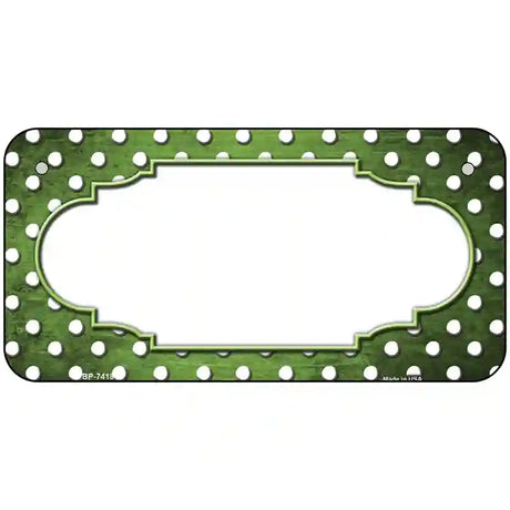 Lime Green White Small Dots Scallop Oil Rubbed Metal Novelty License Plate 6" x 3" (BP)