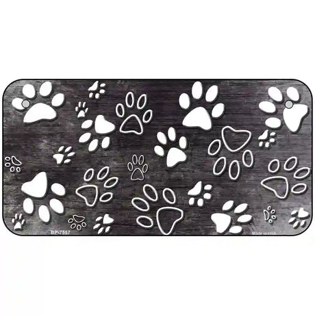 Black White Paw Oil Rubbed Metal Novelty License Plate 6" x 3" (BP)