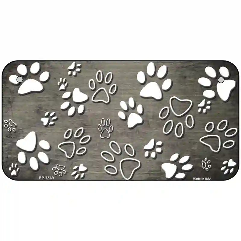 Tan White Paw Oil Rubbed Metal Novelty License Plate 6" x 3" (BP)