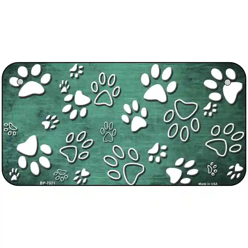 Mint White Paw Oil Rubbed Metal Novelty License Plate 6" x 3" (BP)