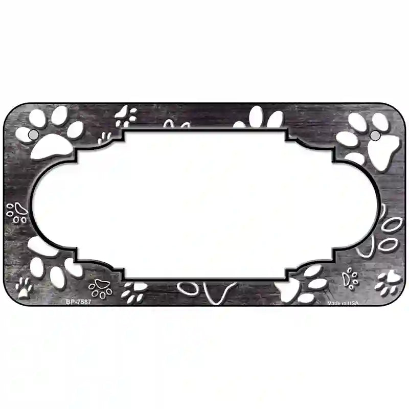 Paw Scallop Black White Metal Novelty License Plate 6" x 3" (BP)