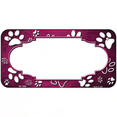 Paw Scallop Pink White Metal Novelty License Plate 6" x 3" (BP)