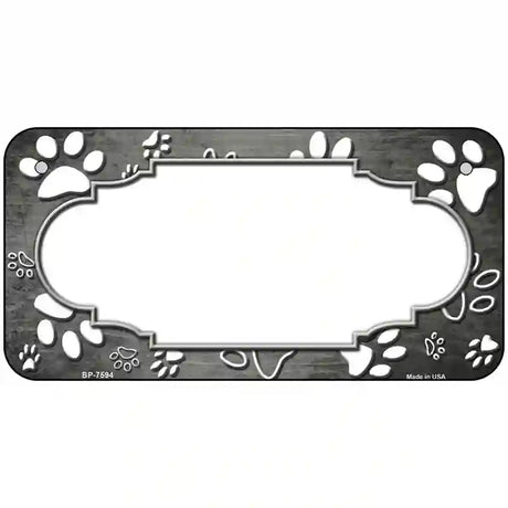 Paw Scallop Gray White Metal Novelty License Plate 6" x 3" (BP)