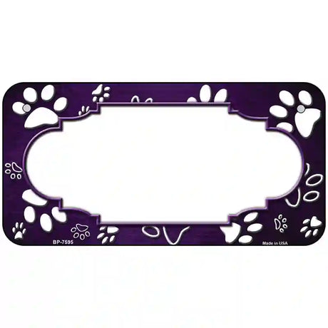 Paw Scallop Purple White Metal Novelty License Plate 6" x 3" (BP)