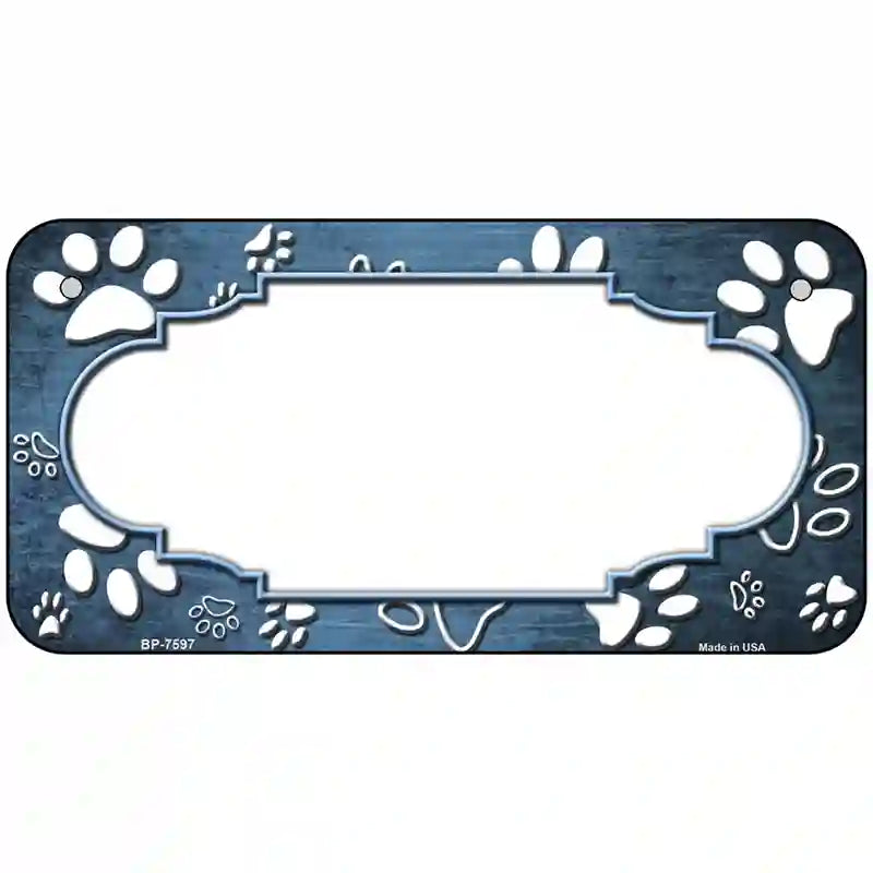 Paw Scallop Light Blue White Metal Novelty License Plate 6" x 3" (BP)