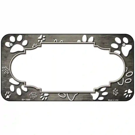 Paw Scallop Tan White Metal Novelty License Plate 6" x 3" (BP)