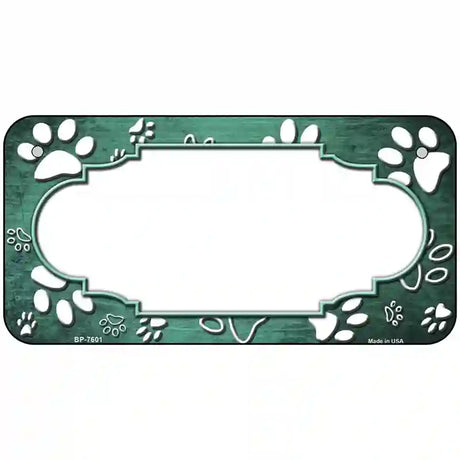 Paw Scallop Mint White Metal Novelty License Plate 6" x 3" (BP)