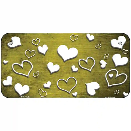 Yellow White Love Oil Rubbed Metal Novelty License Plate 6" x 3" (BP)