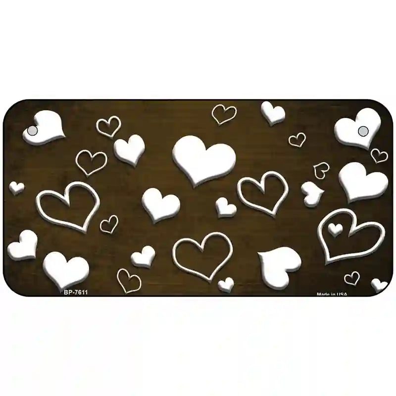 Brown White Love Oil Rubbed Metal Novelty License Plate 6" x 3" (BP)