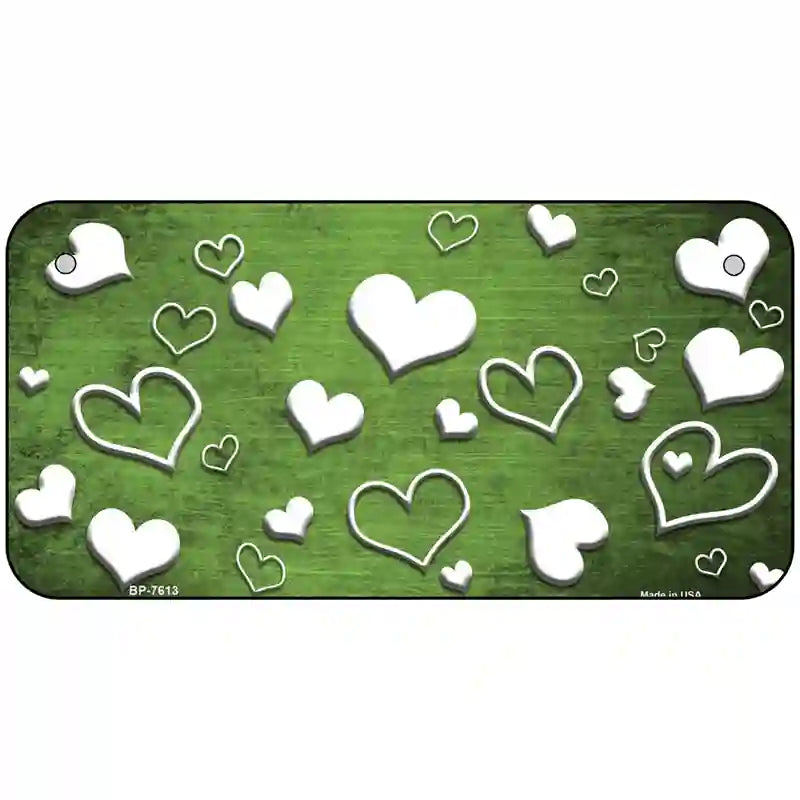 Lime Green White Love Oil Rubbed Metal Novelty License Plate 6" x 3" (BP)