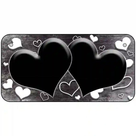 Black White Love Hearts Oil Rubbed Metal Novelty License Plate 6" x 3" (BP)