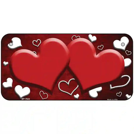 Red White Love Hearts Oil Rubbed Metal Novelty License Plate 6" x 3" (BP)