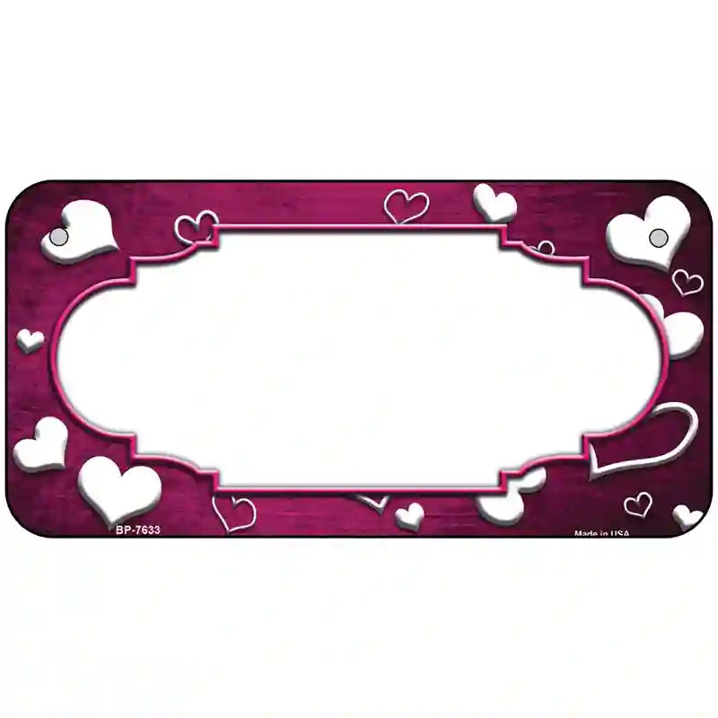 Pink White Love Scallop Oil Rubbed Metal Novelty License Plate 6" x 3" (BP)