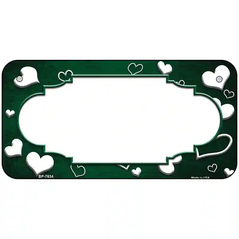 Green White Love Scallop Oil Rubbed Metal Novelty License Plate 6" x 3" (BP)