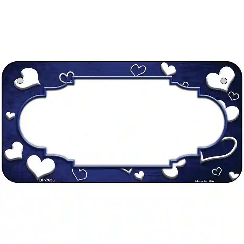 Blue White Love Scallop Oil Rubbed Metal Novelty License Plate 6" x 3" (BP)