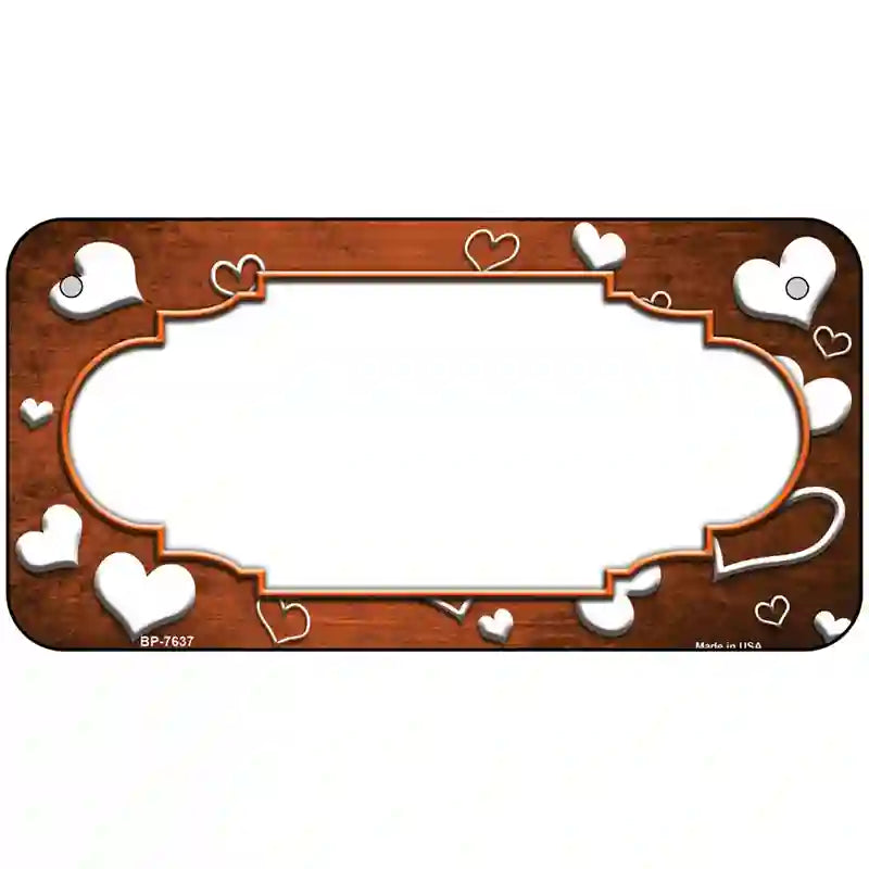 Orange White Love Scallop Oil Rubbed Metal Novelty License Plate 6" x 3" (BP)