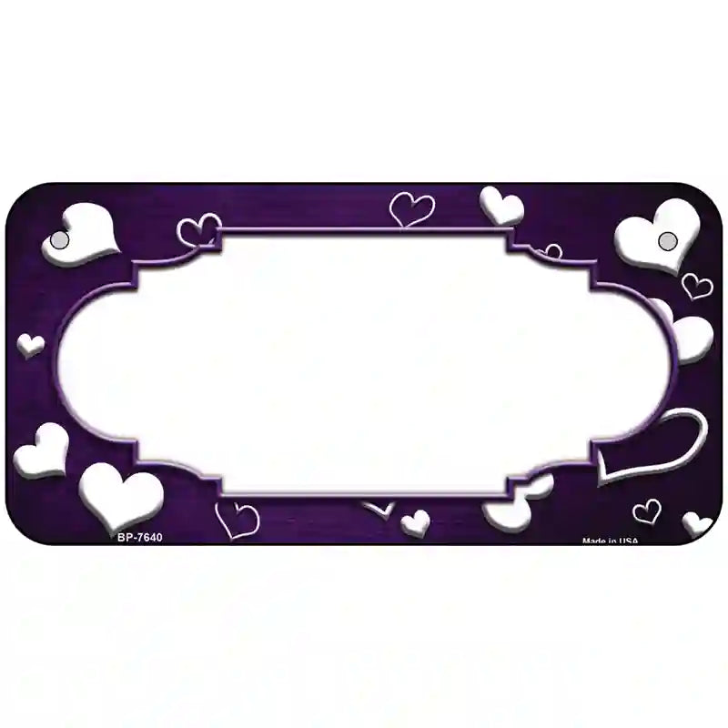 Purple White Love Scallop Oil Rubbed Metal Novelty License Plate 6" x 3" (BP)