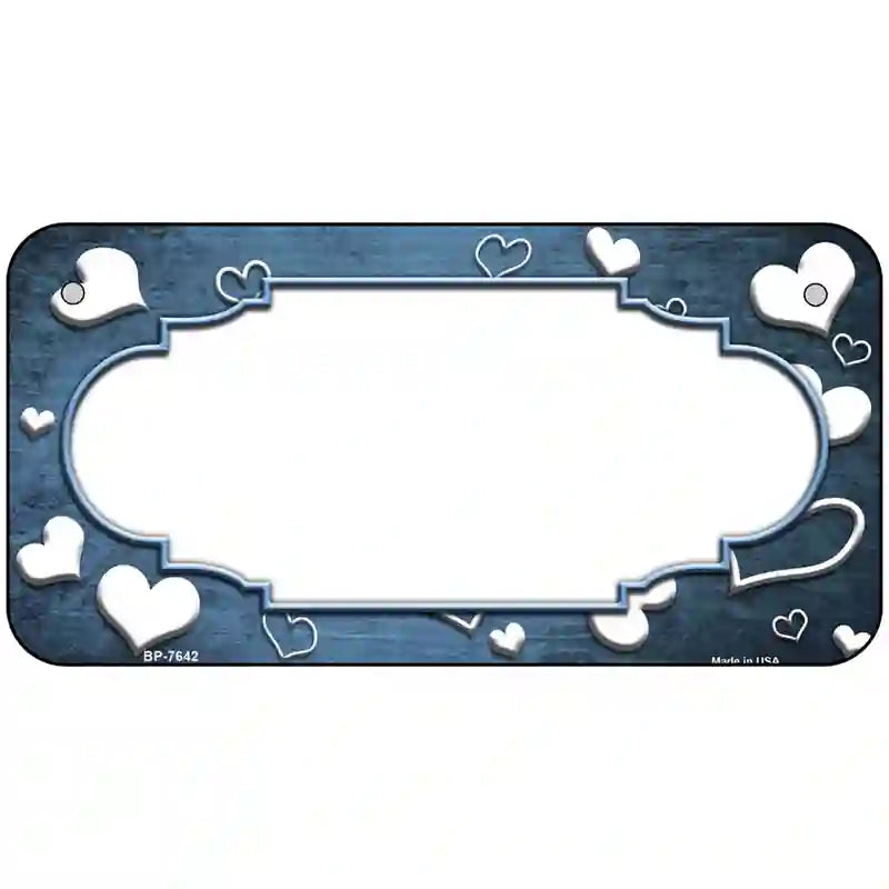 Light Blue White Love Scallop Oil Rubbed Metal Novelty License Plate 6" x 3" (BP)