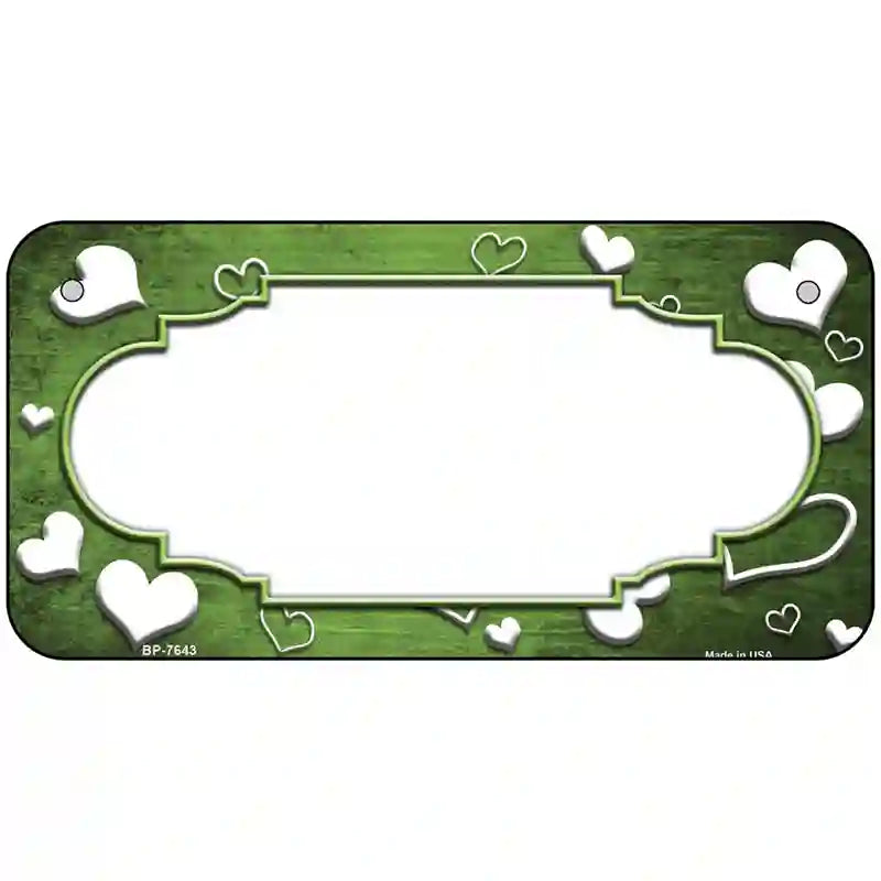 Lime Green White Love Scallop Oil Rubbed Metal Novelty License Plate 6" x 3" (BP)