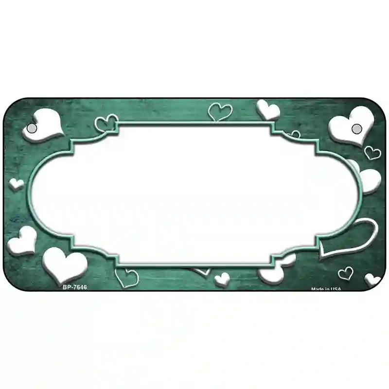 Mint White Love Scallop Oil Rubbed Metal Novelty License Plate 6" x 3" (BP)