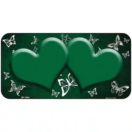 Green White Hearts Butterfly Oil Rubbed Metal Novelty License Plate 6" x 3" (BP)