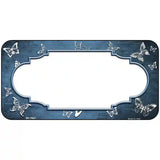 Light Blue White Scallop Butterfly Oil Rubbed Metal Novelty License Plate 6" x 3" (BP)