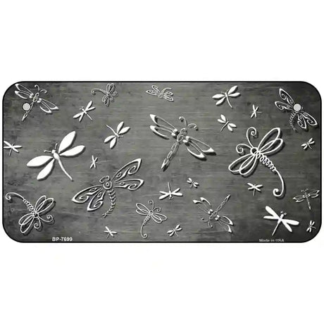 Gray White Dragonfly Oil Rubbed Metal Novelty License Plate 6" x 3" (BP)