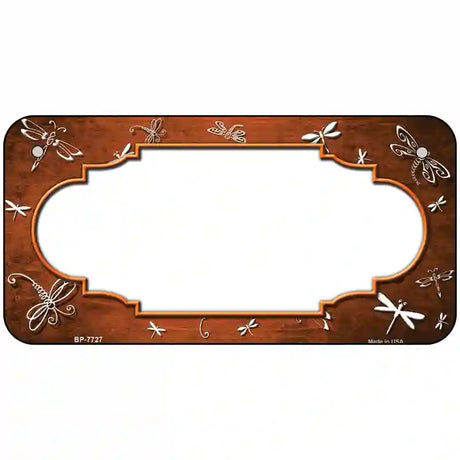 Orange White Dragonfly Scallop Oil Rubbed Metal Novelty License Plate 6" x 3" (BP)