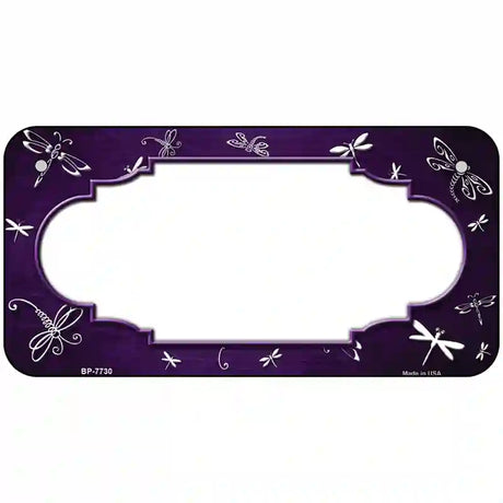 Purple White Dragonfly Scallop Oil Rubbed Metal Novelty License Plate 6" x 3" (BP)