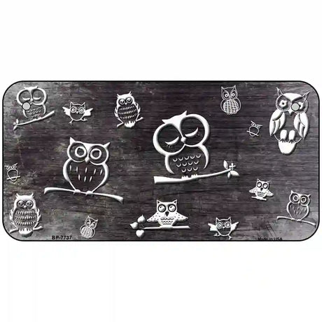 Black White Owl Oil Rubbed Metal Novelty License Plate 6" x 3" (BP)