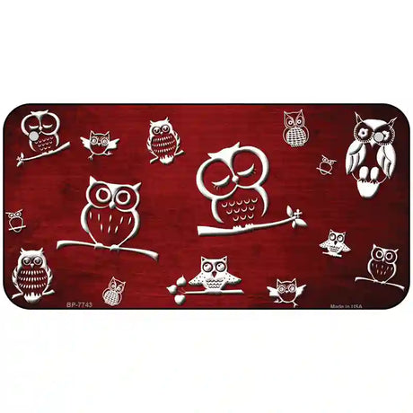 Red White Owl Oil Rubbed Metal Novelty License Plate 6" x 3" (BP)