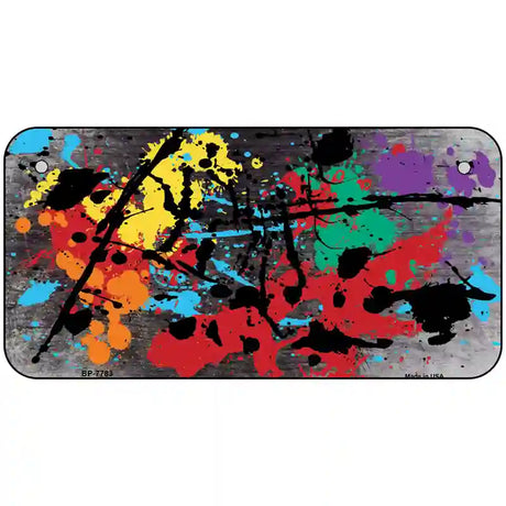 Black White Splatter Oil Rubbed Metal Novelty License Plate 6" x 3" (BP)