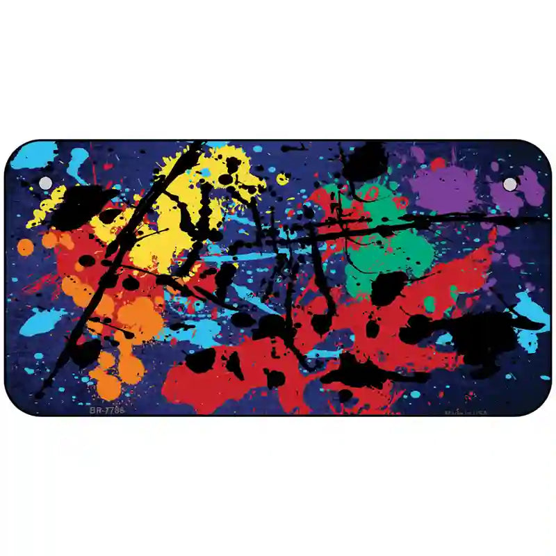 Blue Splatter Oil Rubbed Metal Novelty License Plate 6" x 3" (BP)