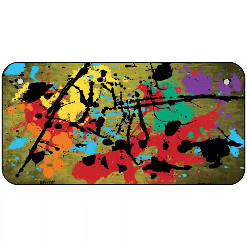 Yellow Splatter Oil Rubbed Metal Novelty License Plate 6" x 3" (BP)