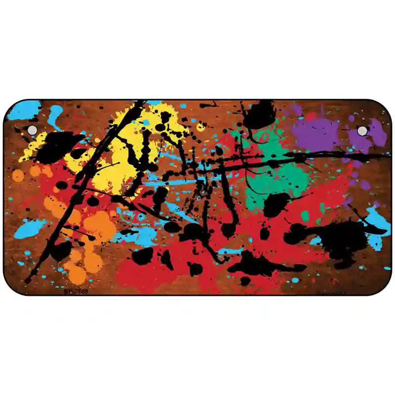 Orange Splatter Oil Rubbed Metal Novelty License Plate 6" x 3" (BP)