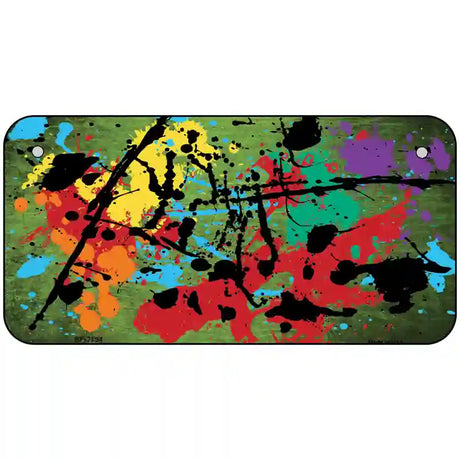 Lime Green Splatter Oil Rubbed Metal Novelty License Plate 6" x 3" (BP)