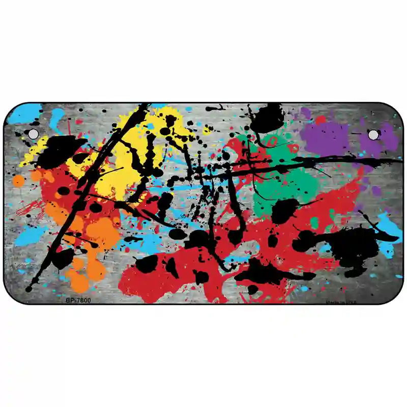 White Splatter Oil Rubbed Metal Novelty License Plate 6" x 3" (BP)