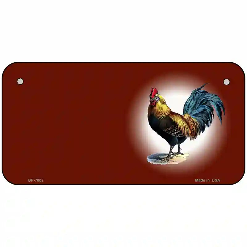 Rooster Offset Red Metal Novelty License Plate 6" x 3" (BP)