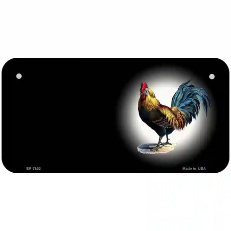 Rooster Offset Black Metal Novelty License Plate 6" x 3" (BP)