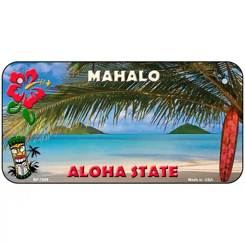 Blank Mahalo Hawaii State Novelty Metal License Plate 6" x 3" (BP)