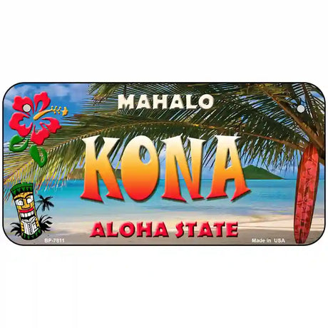 Kona Hawaii State Novelty Metal License Plate 6" x 3" (BP)