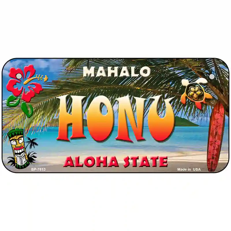 Honu Hawaii State Novelty Metal License Plate 6" x 3" (BP)