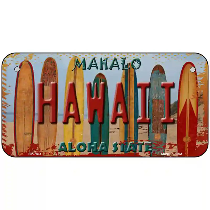 Hawaii Surfboards State Novelty Metal License Plate 6" x 3" (BP)