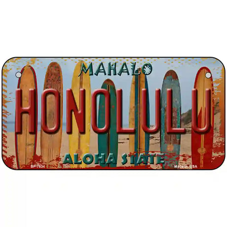 Honolulu Surfboards Hawaii State Novelty Metal License Plate 6" x 3" (BP)