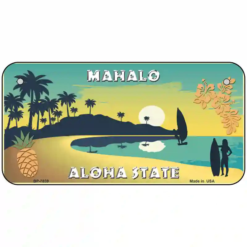 Mahalo Pineapple Hawaii Blank State Novelty Metal License Plate 6" x 3" (BP)